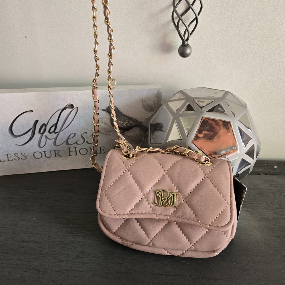 Badgley Mischka Pink Quilted Mini Chain Shoulder Bag